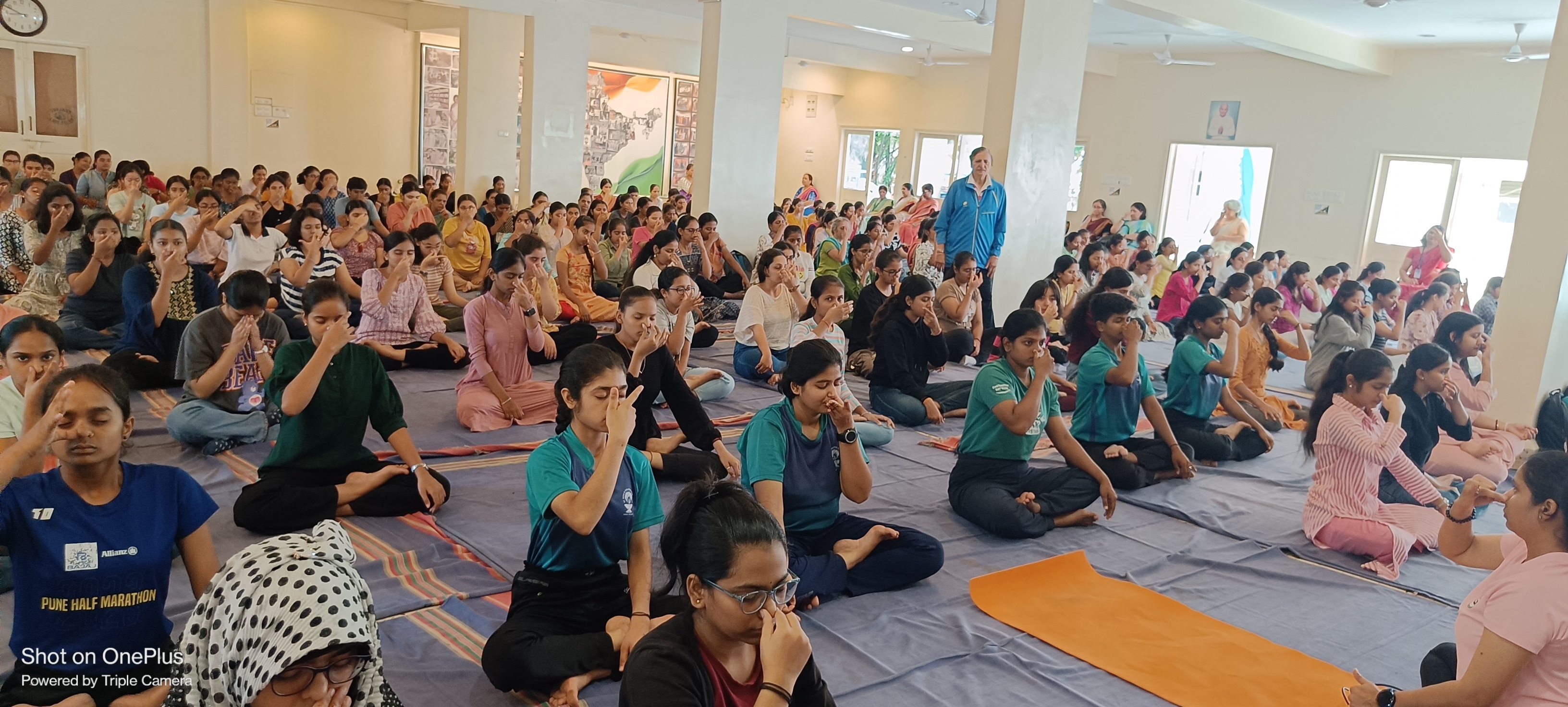 International Yoga Day 2024_ Students practicing Anulom Vilom Pranayama